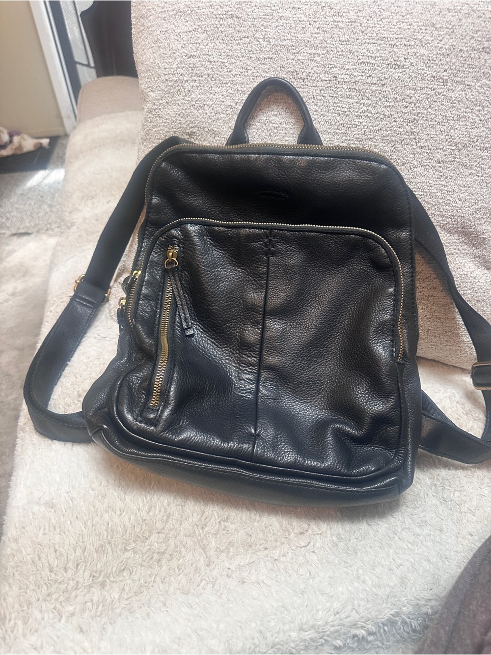 Black Leather Backpack Tote - Classic Everyday Bag ( American leather Co. )